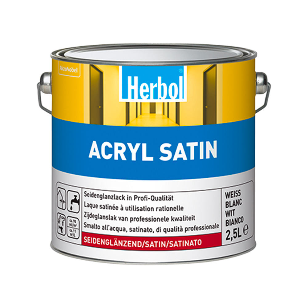 Herbol Acryl-Satin bianco - Smalto satinato a base di resine acriliche in emulsione acquosa