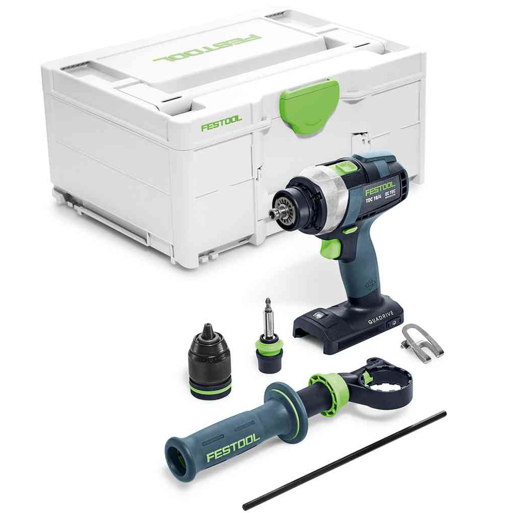 Festool trapano avvitatore a batteria QUADRIVE TDC 18/4 I-Basic - 575601 - (CARICABATTERIE E batteria NON INCLUSI)