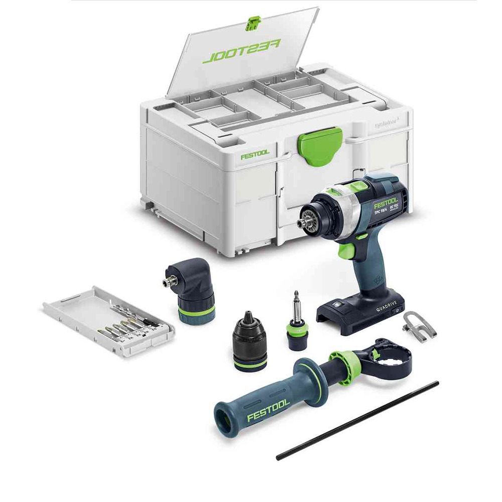 Festool trapano avvitatore a batteria QUADRIVE TPC 18/4 I-Basic-set -577625 - (batteria E CARICAbatteria NON INCLUSI)