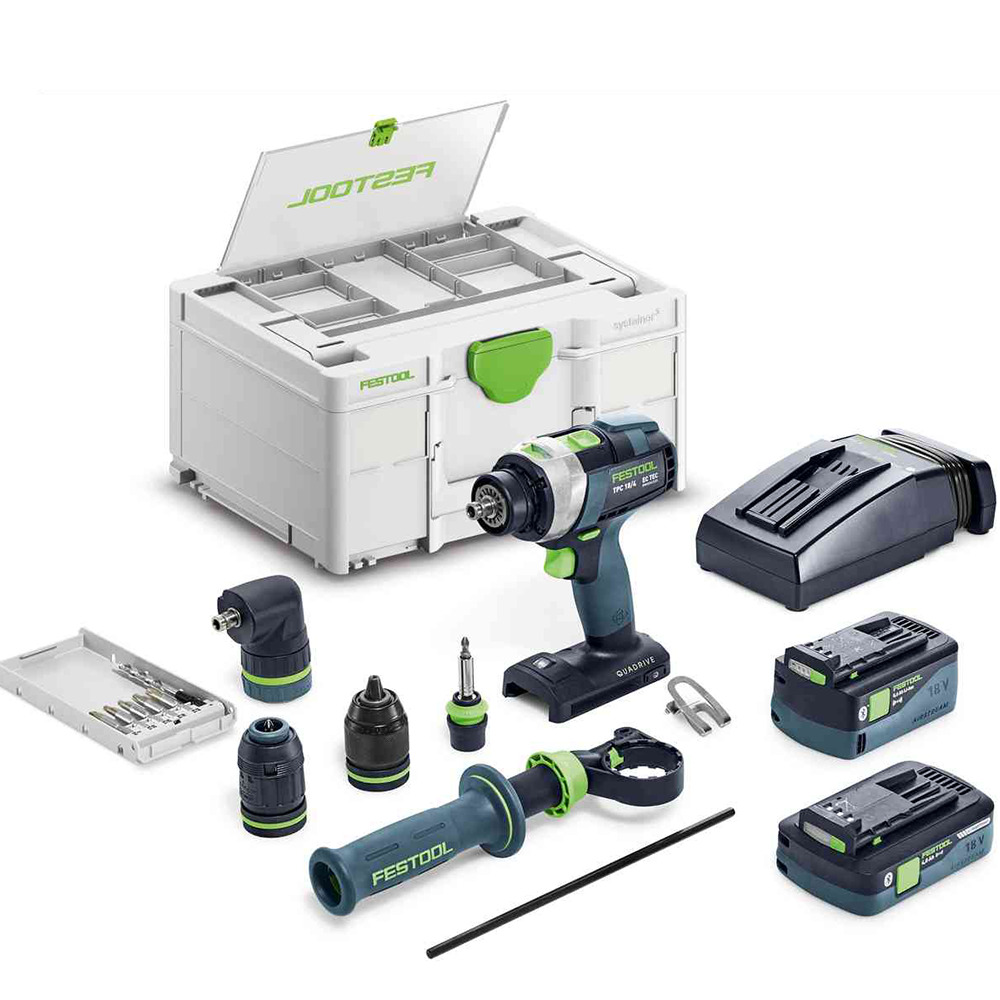 Festool trapano avvitatore con percussione a batteria QUADRIVE TPC 18/4 5,0/4,0 I-set/XL - 577622