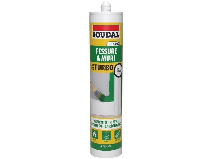 Soudal Fessure & Muri Turbo 300ml bianco - Sigillante acrilico a rapido indurimento