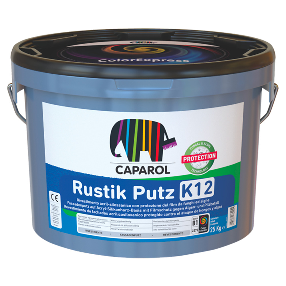 Caparol Rustik Putz K12 bianco rivestimento acrilsilossanico a granulometria 1,2 mm