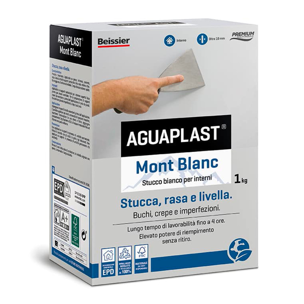 Aguaplast Mont Blanc polvere stucco bianco in polvere per rasature e riempimenti