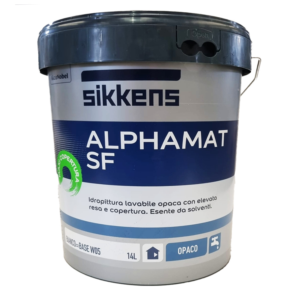 Sikkens Alphamat SF bianco  idropittura lavabile opaca con elevata resa e copertura