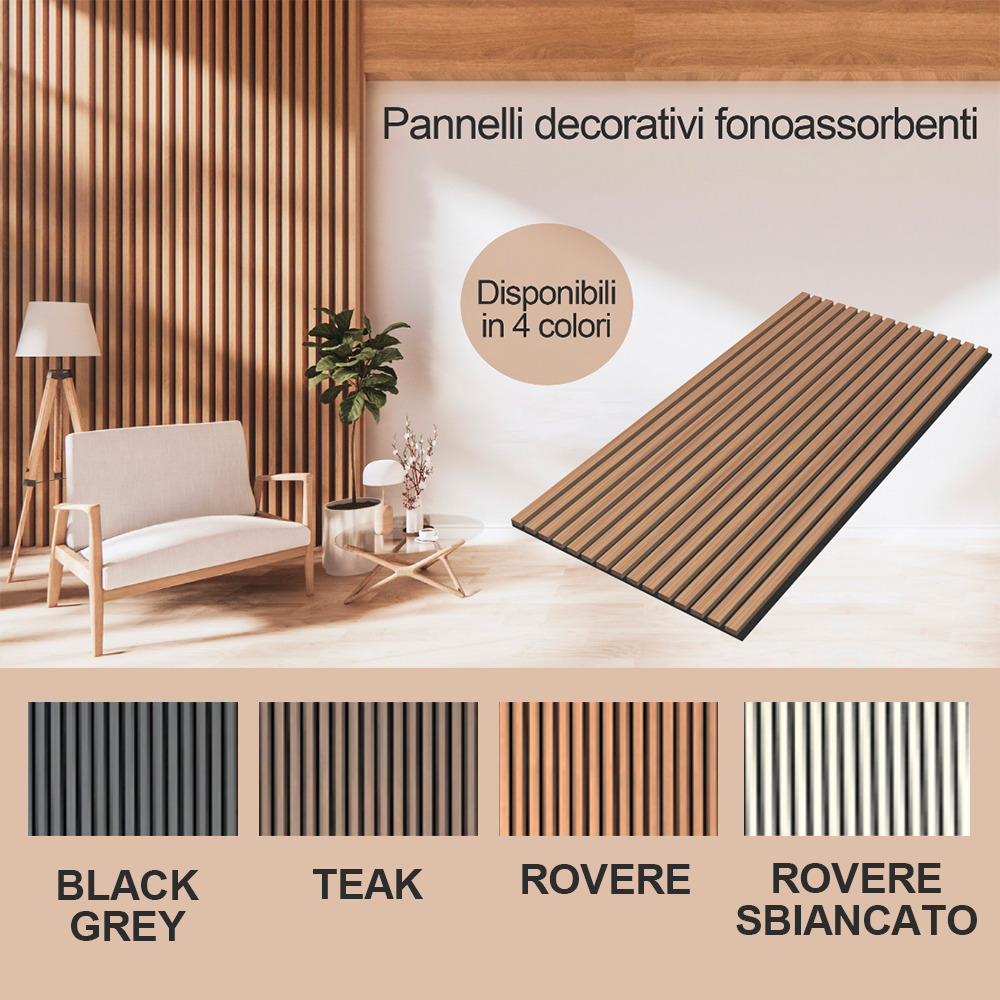 Pannelli decorativi fonoassorbenti (confezione da 3 pannelli da 60x300cm cadauno - Totale mq 5,4)