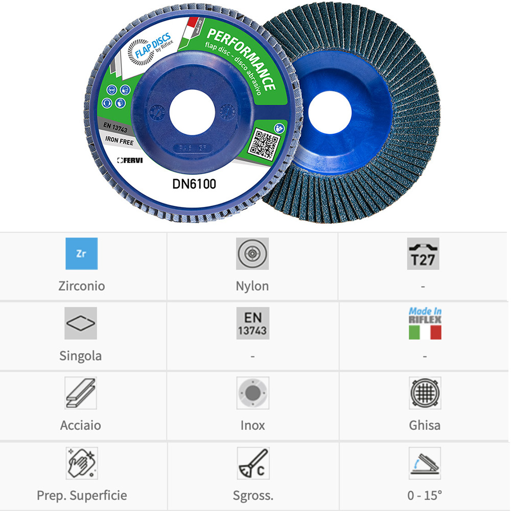 Fervi Disco lamellare Performance Classic (zirconio/nylon) DN6100-Z - T27 - Confezione 10 dischi
