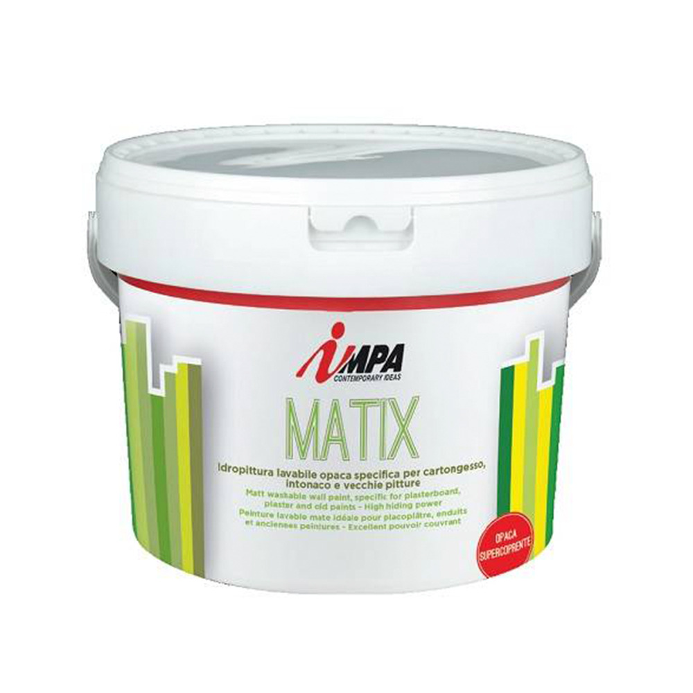 Impa Matix bianco idropittura lavabile opaca specifica per cartongesso, intonaco e vecchie pitture