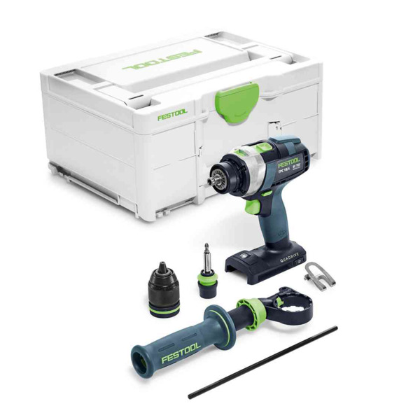 Festool trapano avvitatore a batteria QUADRIVE TPC 18/4 I-Basic - 575604 (batteria E CARICAbatteria NON INCLUSI)