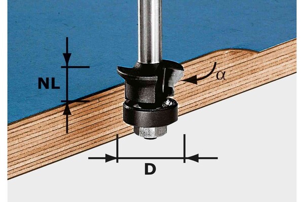 Festool fresa a smussare/a filo HW S8 D24/0° +45° - 491026