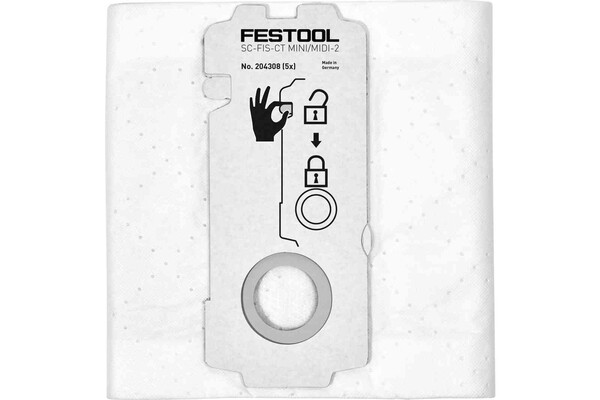 Festool sacchetto filtro SELFCLEAN SC-FIS-CT MINI/MIDI-2/5/CT15 (CONF.5 SACCHETTI) 204308