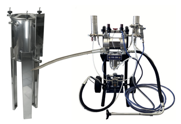 Valspray pompa bicomponente 30% pneumatica a rapporto fisso - VS 2B completa di corredo