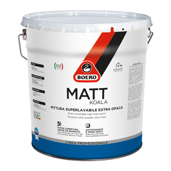 Boero Koala Matt bianco idropittura superlavabile extra opaca - Formato in litri: 5 lt