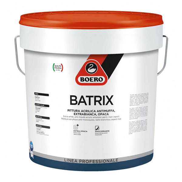 Boero Batrix bianco idropittura lavabile antimuffa - Formato in litri: 13 lt