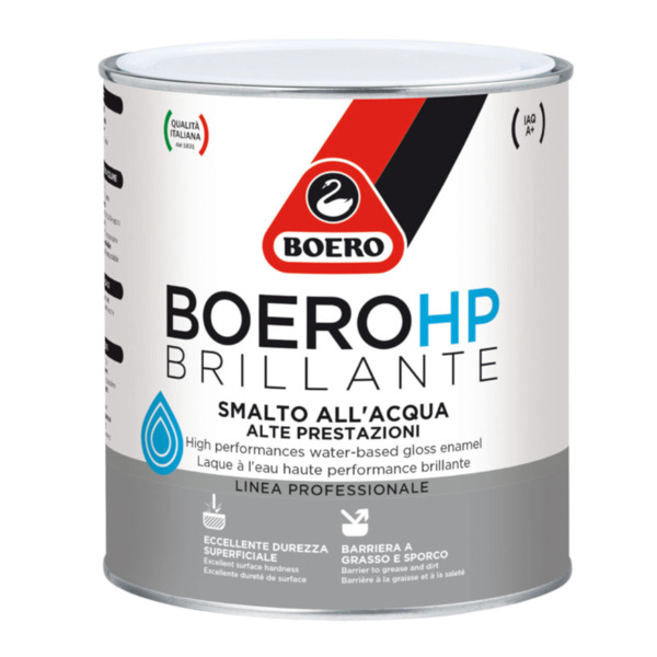 Boero Hp brillante bianco smalto all'acqua ad elevate prestazioni - Formato in litri: 0,75 lt