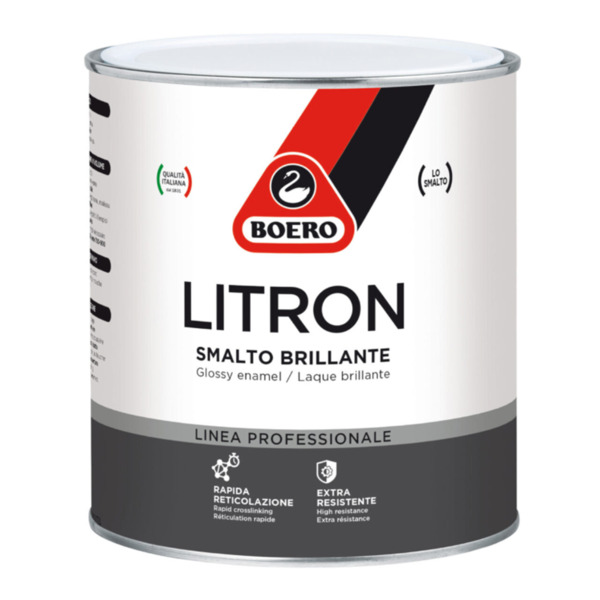 Boero Litron bianco smalto a solvente brillante per ferro e legno - Formato in litri: 0,75 lt