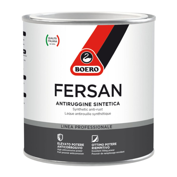 Boero Fersan antiruggine sintetica con elevato potere anticorrosivo - Formato in litri: 0,5 lt, Colore antiruggine: Grigio