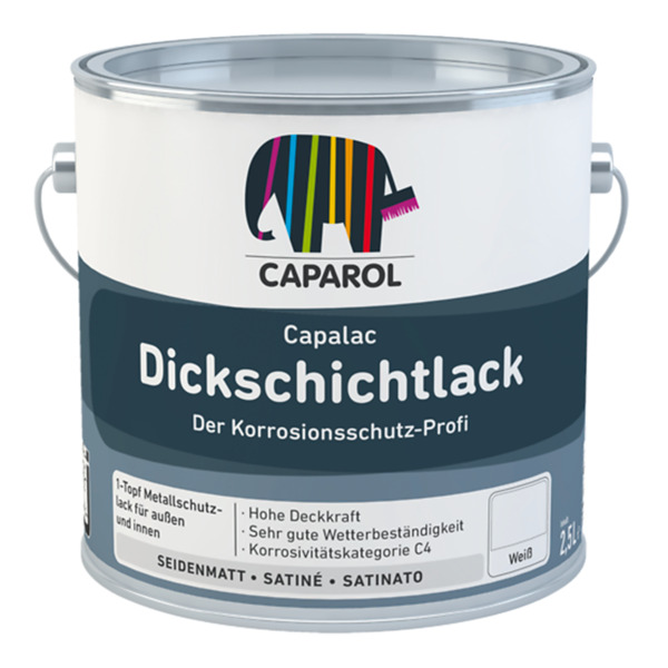 Caparol Capalac dickschichtlack bianco smalto antiruggine a spessore - Formato in litri: 2,5 lt