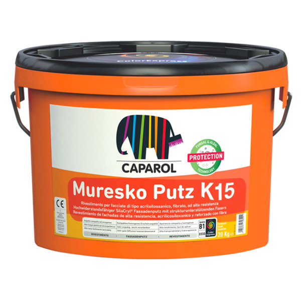 Caparol Muresko Putz K15 bianco rivestimento per facciate di tipo acrilsilossanico granulometria 1,5 mm