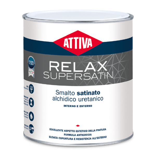 Attiva Relax Supersatin bianco smalto satinato alchido uretanico - Formato in litri: 0,75 lt