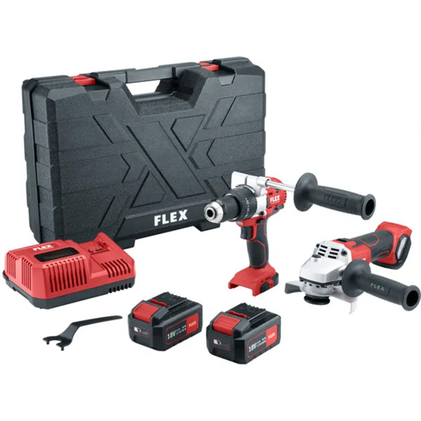 Flex trapano a percussione a batteria Flex PD 2G 18.0-EC FS55 + smerigliatrice angolare L 125 18.0-EC , 516198